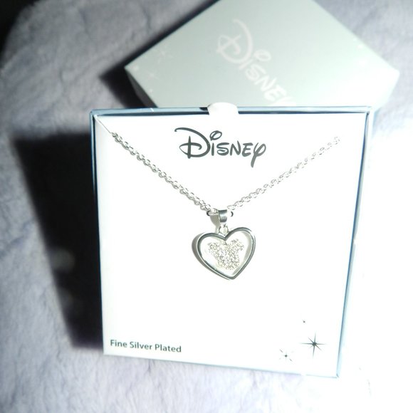 Disney Minnie Mouse Fine Silver Embossed Heart Necklace NWT/NEW - Picture 6 of 10